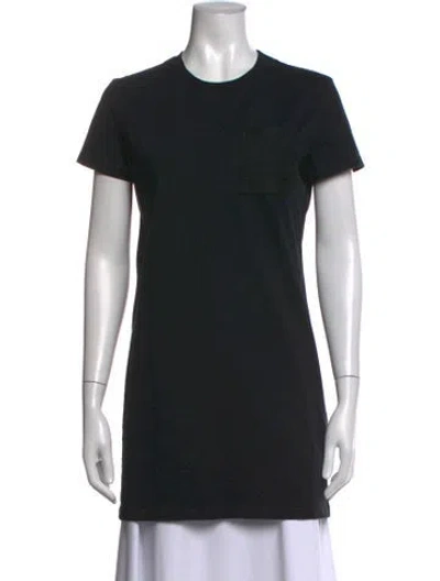 Pre-owned Hermes Crew Neck Midi Length Dress In Black
