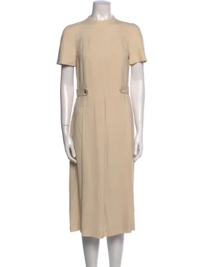 Pre-owned Hermes Crew Neck Midi Length Dress In Neutral