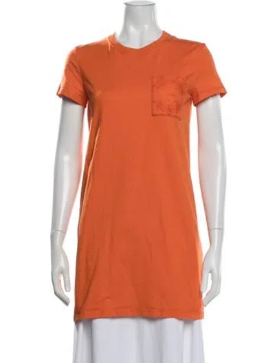 Pre-owned Hermes Crew Neck Midi Length Dress In Orange