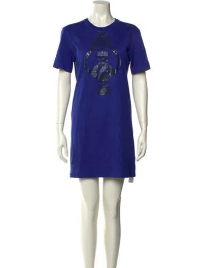 Pre-owned Hermes Crew Neck Mini Dress In Blue