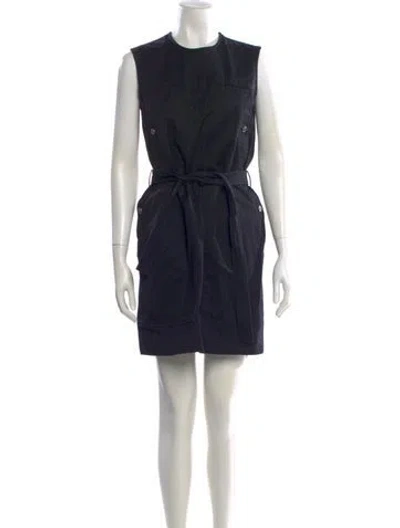 Pre-owned Hermes Crew Neck Mini Dress In Blue