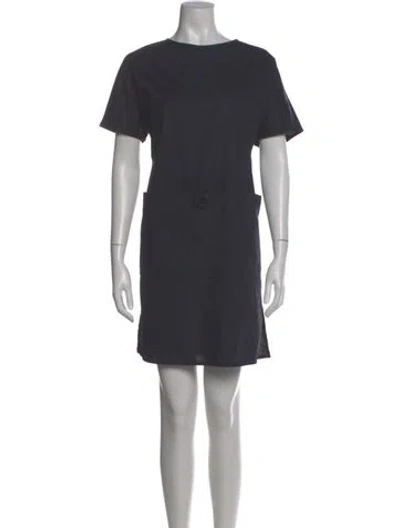 Pre-owned Hermes Crew Neck Mini Dress In Blue