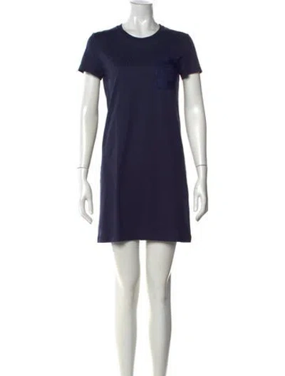 Pre-owned Hermes Crew Neck Mini Dress In Blue