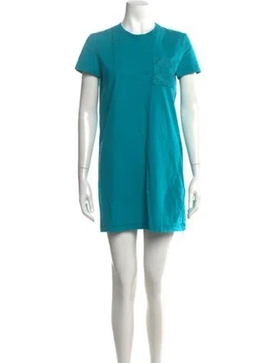 Pre-owned Hermes Crew Neck Mini Dress In Blue