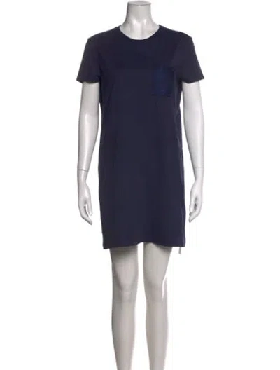 Pre-owned Hermes Crew Neck Mini Dress In Blue