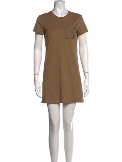 Pre-owned Hermes Crew Neck Mini Dress In Brown