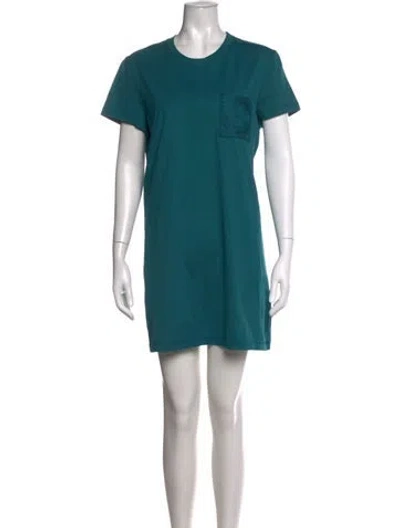 Pre-owned Hermes Crew Neck Mini Dress In Green
