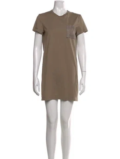 Pre-owned Hermes Crew Neck Mini Dress In Neutral