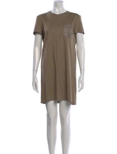 Pre-owned Hermes Crew Neck Mini Dress In Neutral