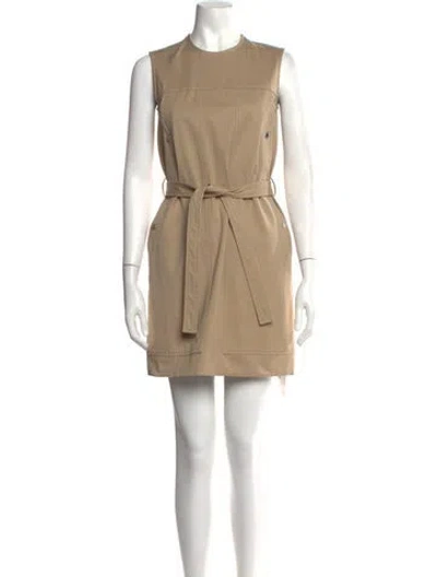 Pre-owned Hermes Crew Neck Mini Dress In Neutrals