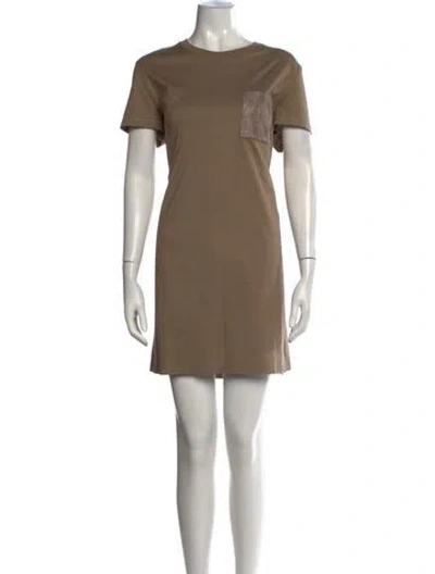 Pre-owned Hermes Crew Neck Mini Dress In Neutrals