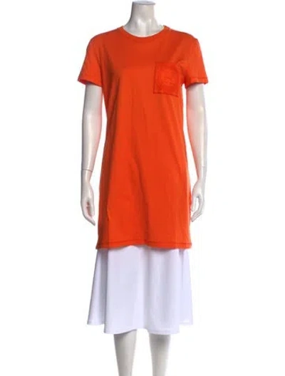 Pre-owned Hermes Crew Neck Mini Dress In Orange