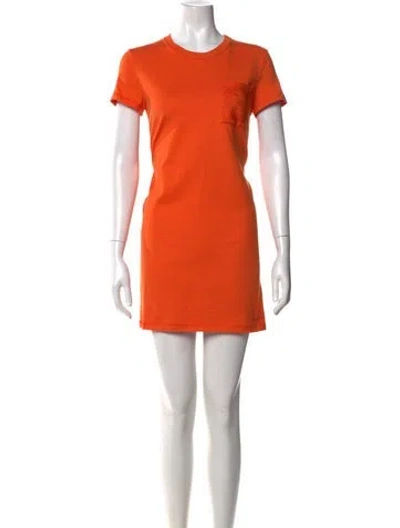 Pre-owned Hermes Crew Neck Mini Dress In Orange