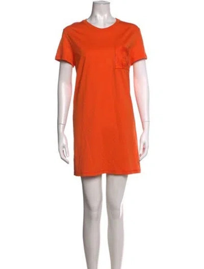 Pre-owned Hermes Crew Neck Mini Dress In Orange