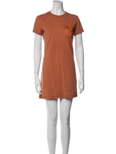Pre-owned Hermes Crew Neck Mini Dress In Orange