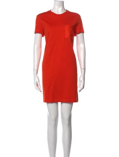 Pre-owned Hermes Crew Neck Mini Dress In Orange