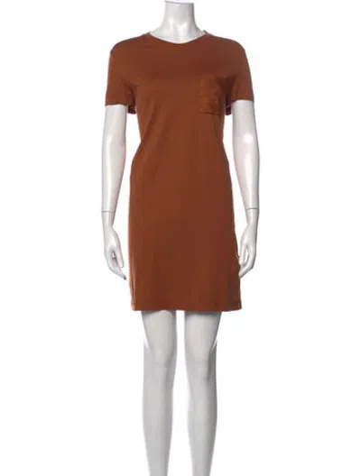 Pre-owned Hermes Crew Neck Mini Dress In Orange
