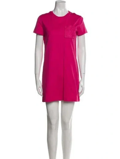 Pre-owned Hermes Crew Neck Mini Dress In Pink