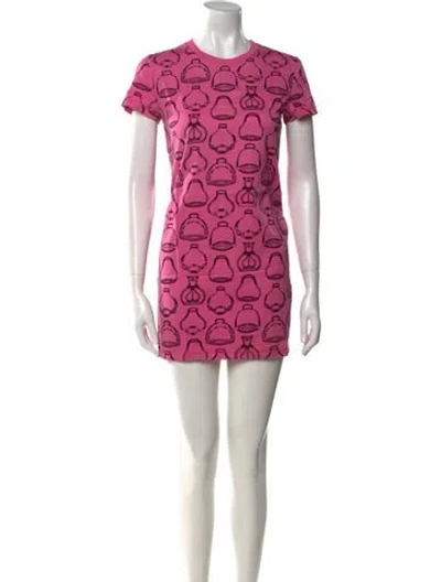 Pre-owned Hermes Crew Neck Mini Dress In Pink
