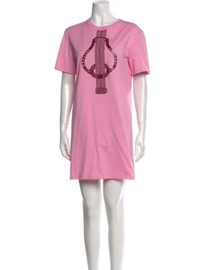 Pre-owned Hermes Crew Neck Mini Dress In Pink