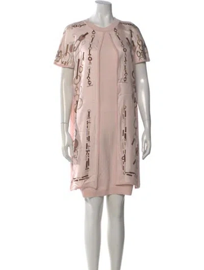 Pre-owned Hermes Crew Neck Mini Dress In Pink