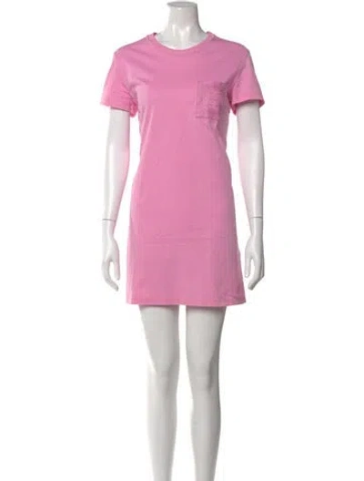 Pre-owned Hermes Crew Neck Mini Dress In Pink