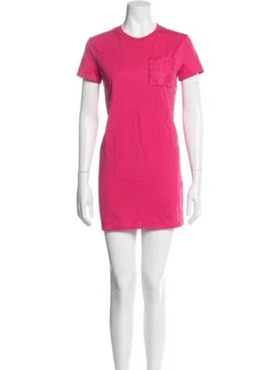 Pre-owned Hermes Crew Neck Mini Dress In Pink