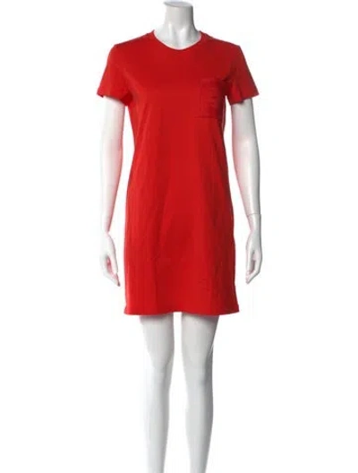 Pre-owned Hermes Crew Neck Mini Dress In Red