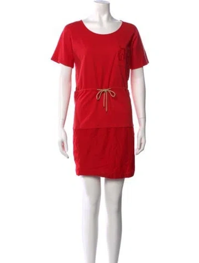 Pre-owned Hermes Crew Neck Mini Dress In Red