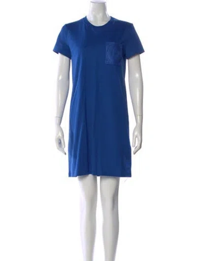 Pre-owned Hermes Crew Neck Mini Dress W/ Tags In Blue