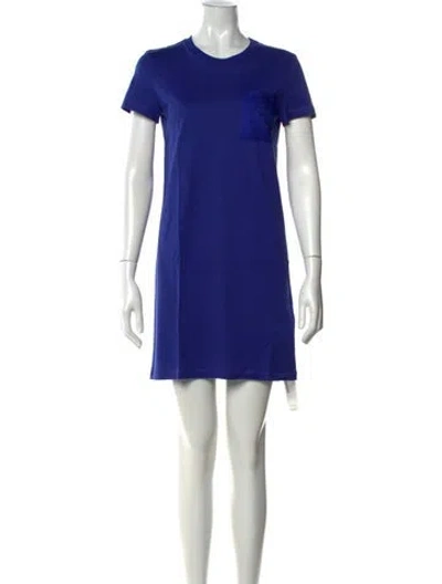 Pre-owned Hermes Crew Neck Mini Dress W/ Tags In Blue