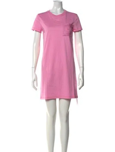 Pre-owned Hermes Crew Neck Mini Dress W/ Tags In Pink