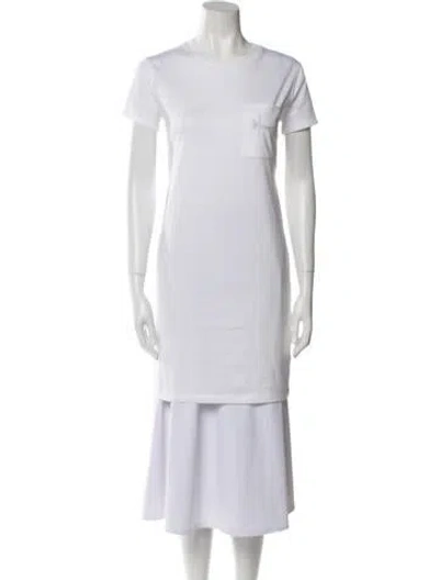 Pre-owned Hermes Crew Neck Mini Dress W/ Tags In White