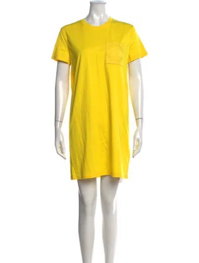 Pre-owned Hermes Crew Neck Mini Dress W/ Tags In Yellow