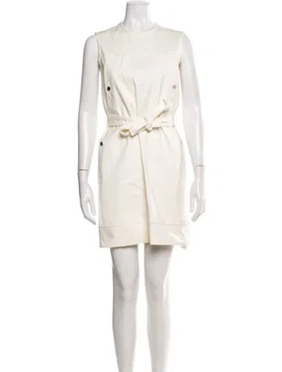 Pre-owned Hermes Crew Neck Mini Dress In White