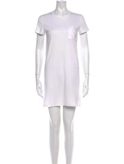 Pre-owned Hermes Crew Neck Mini Dress In White