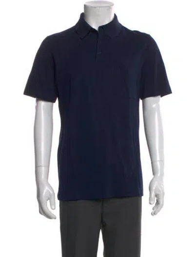 Pre-owned Hermes Crew Neck Short Sleeve Polo Shirt In Blue