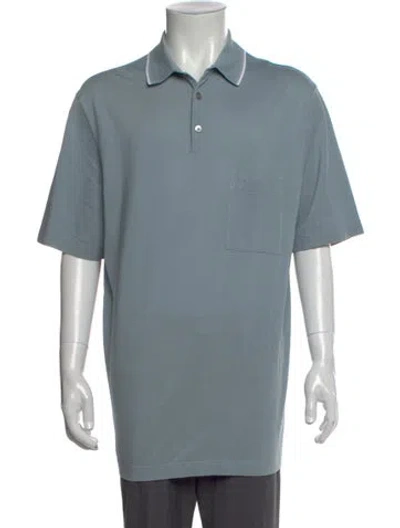Pre-owned Hermes Crew Neck Short Sleeve Polo Shirt In Blue