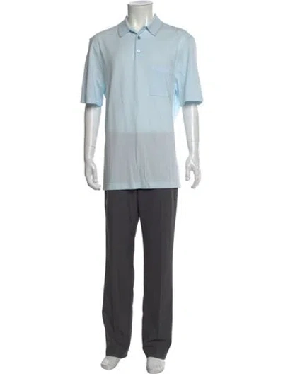 Pre-owned Hermes Crew Neck Short Sleeve Polo Shirt In Blue
