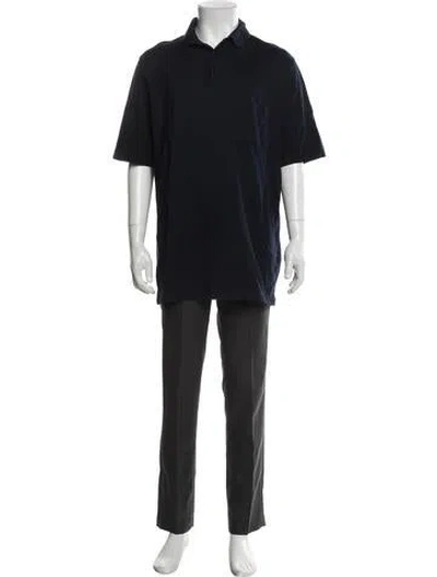 Pre-owned Hermes Crew Neck Short Sleeve Polo Shirt In Blue