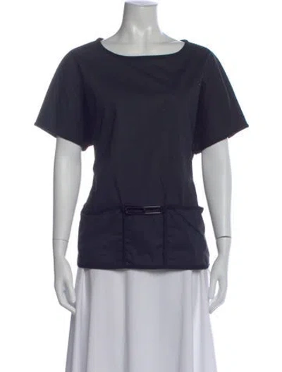 Pre-owned Hermes Crew Neck Short Sleeve Top In Blue