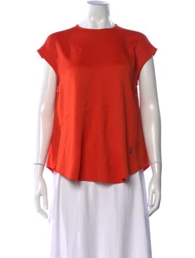 Pre-owned Hermes Crew Neck Short Sleeve Top In Orange