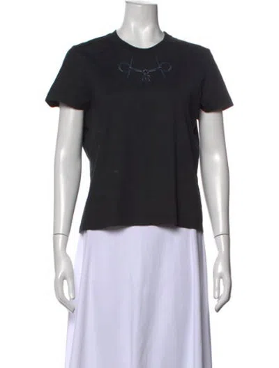 Pre-owned Hermes Crew Neck Short Sleeve T-shirt In Black