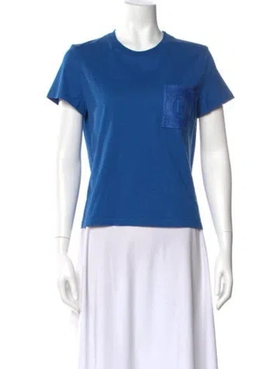 Pre-owned Hermes Crew Neck Short Sleeve T-shirt In Blue