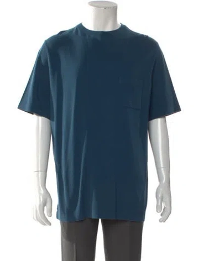 Pre-owned Hermes Crew Neck Short Sleeve T-shirt In Blue