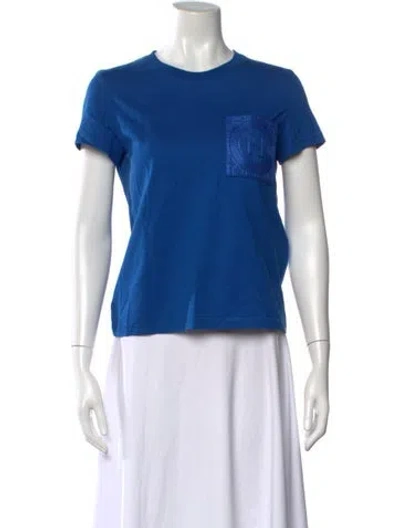 Pre-owned Hermes Crew Neck Short Sleeve T-shirt In Blue