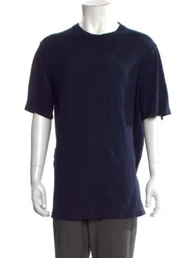 Pre-owned Hermes Crew Neck Short Sleeve T-shirt In Blue
