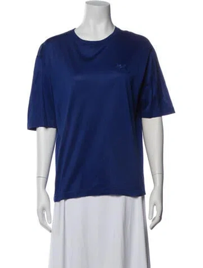Pre-owned Hermes Crew Neck Short Sleeve T-shirt In Blue