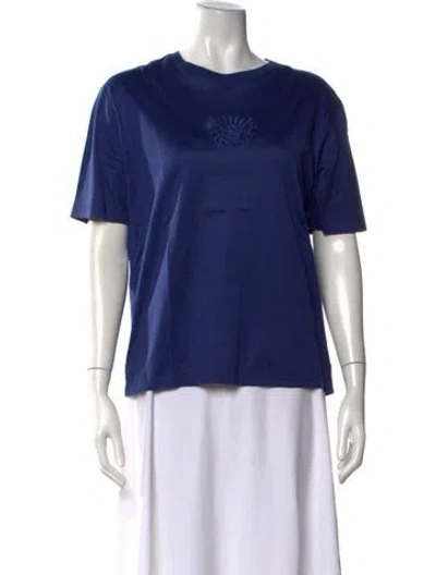 Pre-owned Hermes Crew Neck Short Sleeve T-shirt In Blue