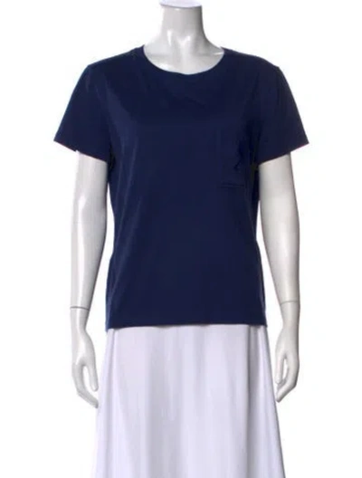 Pre-owned Hermes Crew Neck Short Sleeve T-shirt In Blue